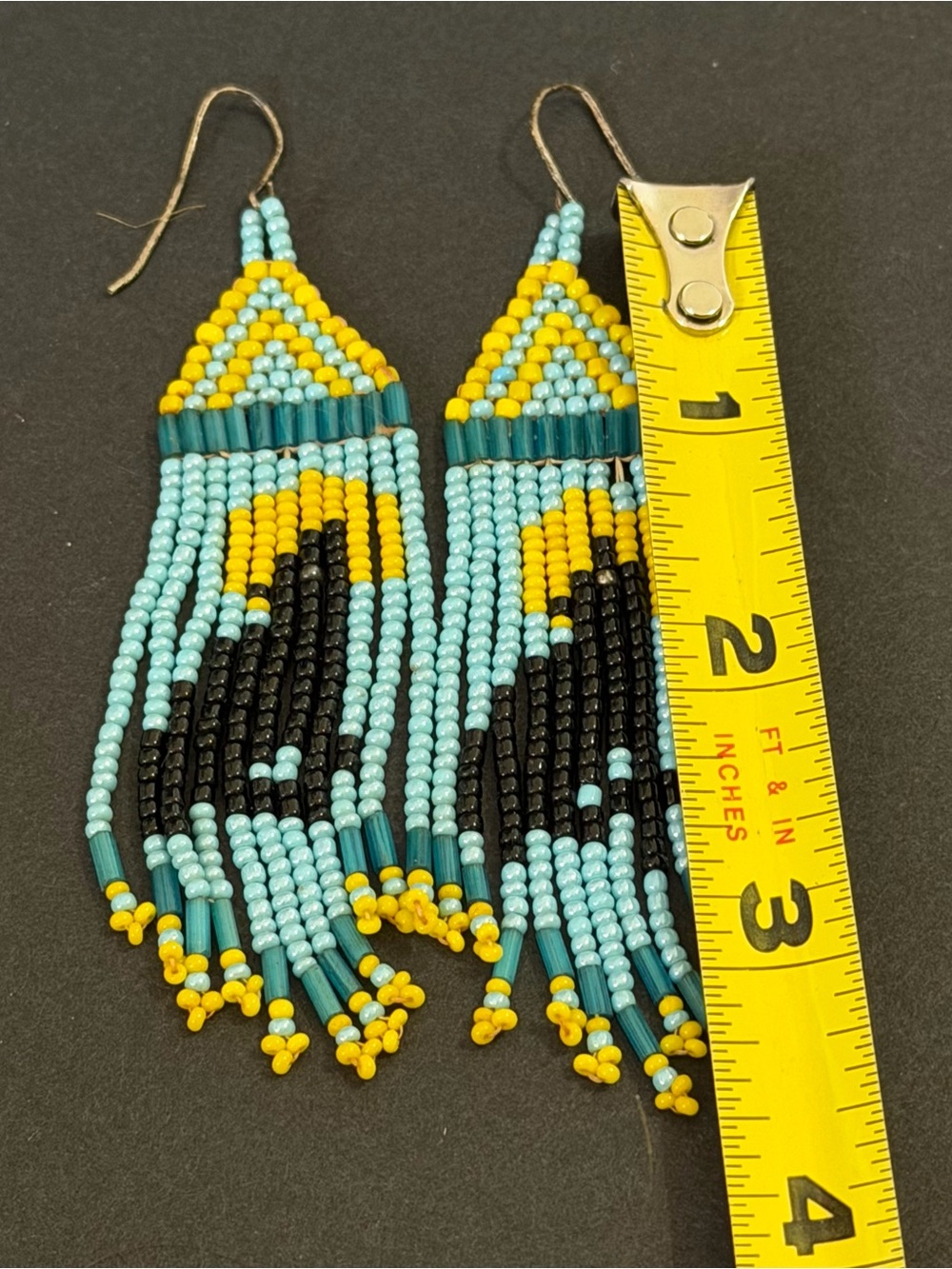 Handmade Seed Bead Fringe Earrings Beaded Wolf Howl Moon Native Lunar Mystical - Picture 5 of 5